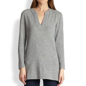 Tory Burch- Gray Cashmere Tunic Sweater, Size M